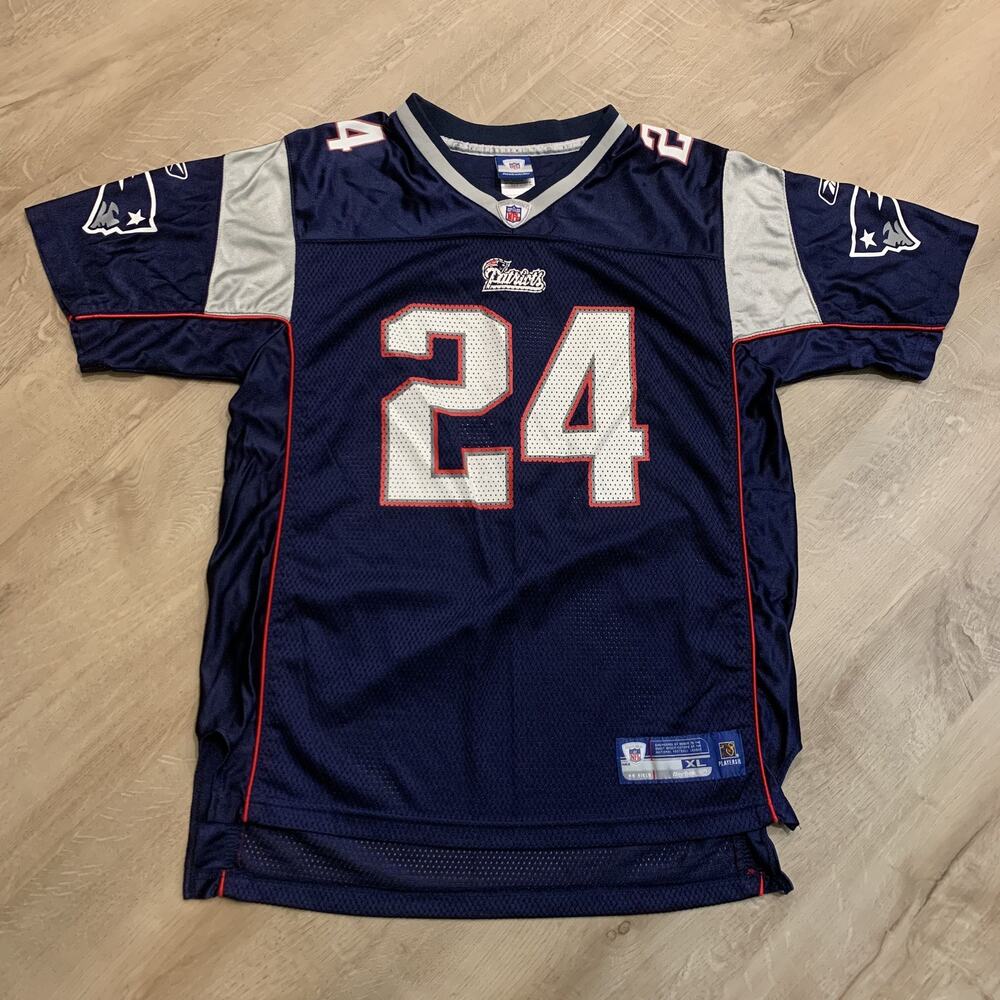 Reebok NFL New England Patriots Ty Law #24 Jersey Youth Boys XL 18-20 Blue Navy